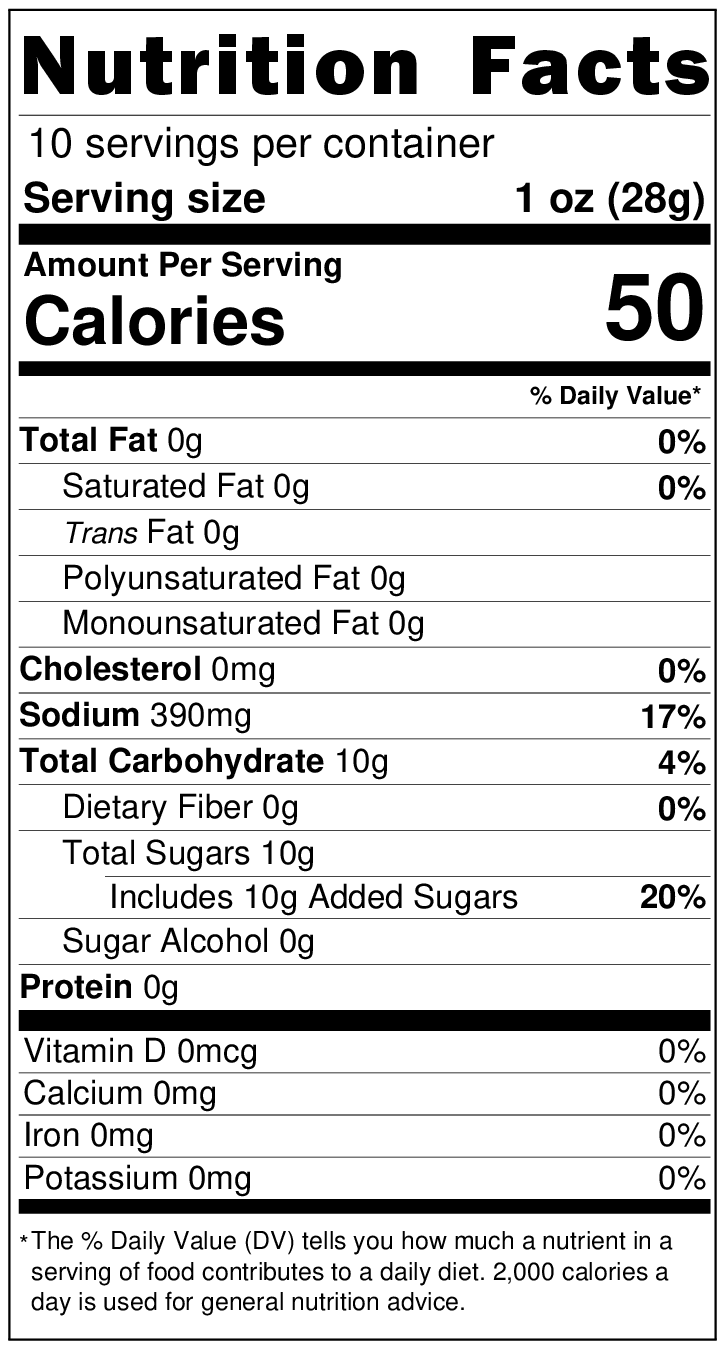 nutrition label