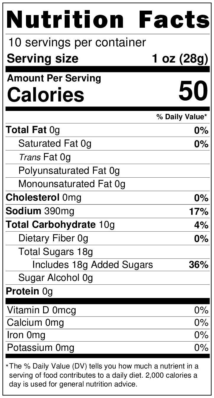 nutrition label